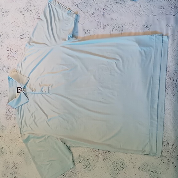FootJoy Men's 3 Button Polo Size Large Light Blue/White Mini Check - Picture 3 of 12